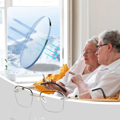 Gafas de Moda HD sin Montura de Corta de 0° y Anti Luz Azul