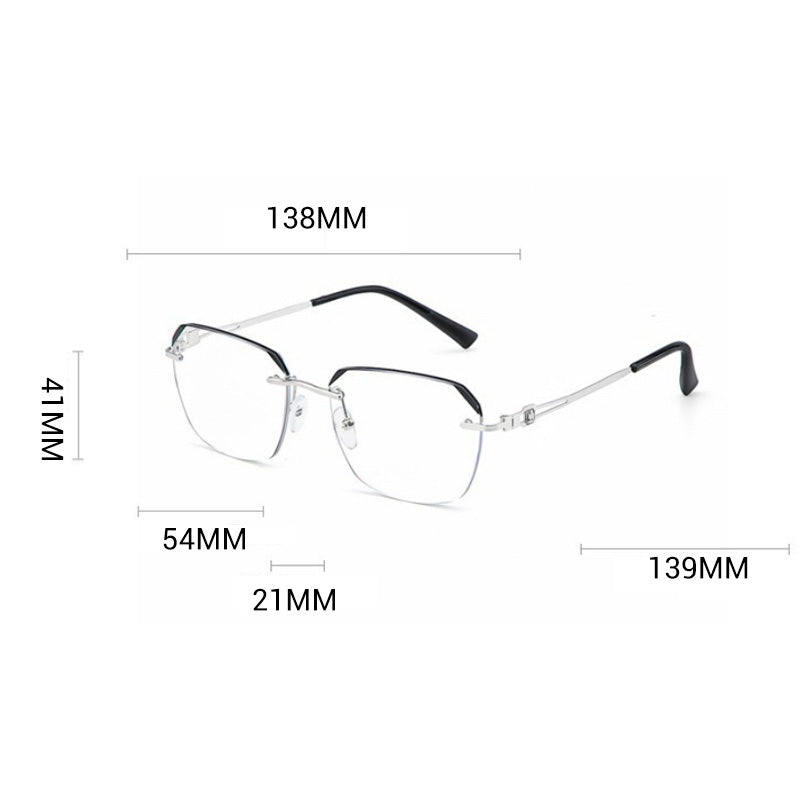 Gafas de Moda HD sin Montura de Corta de 0° y Anti Luz Azul