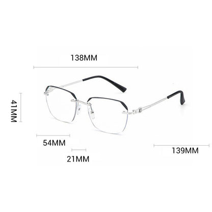 Gafas de Moda HD sin Montura de Corta de 0° y Anti Luz Azul