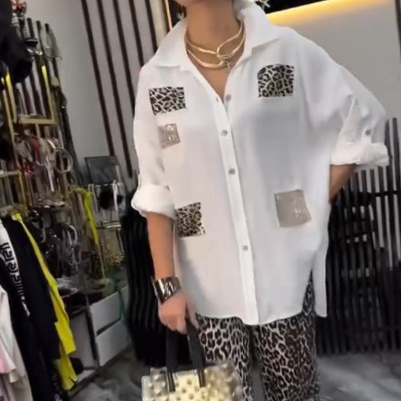 💖 ¡50% de descuento en rebajas! Envío gratuito 💖 Moda casual para mujer Conjunto de dos piezas con estampado de leopardo.