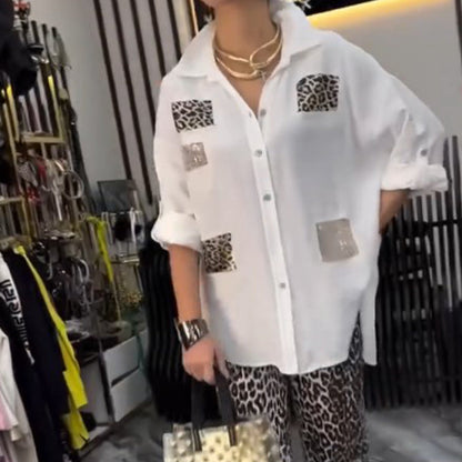 💖 ¡50% de descuento en rebajas! Envío gratuito 💖 Moda casual para mujer Conjunto de dos piezas con estampado de leopardo.