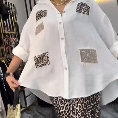 💖 ¡50% de descuento en rebajas! Envío gratuito 💖 Moda casual para mujer Conjunto de dos piezas con estampado de leopardo.