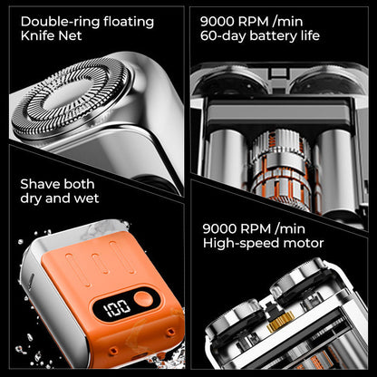 Mini afeitadora eléctrica rotativa portátil para hombre