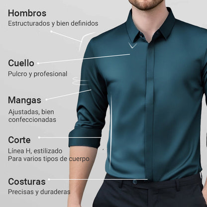 Camisas de Vestir Elástica para Hombre sin Arrugas