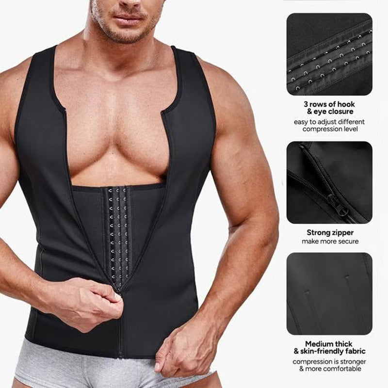 Chaleco Moldeador para Hombre con Cremallera y Entrenador de Cintura