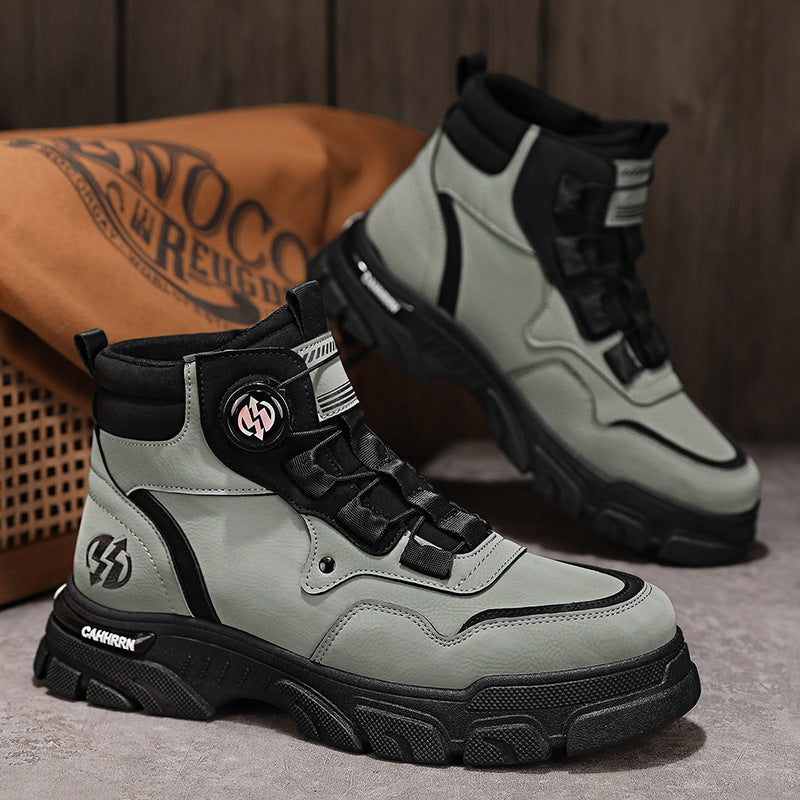 Zapatos de trabajo para hombre con hebilla giratoria, impermeables, antideslizantes, cómodos y transpirables.