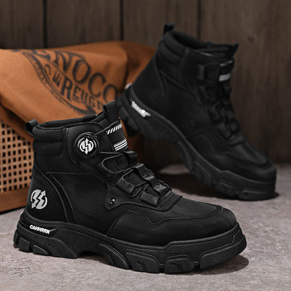 Zapatos de trabajo para hombre con hebilla giratoria, impermeables, antideslizantes, cómodos y transpirables.