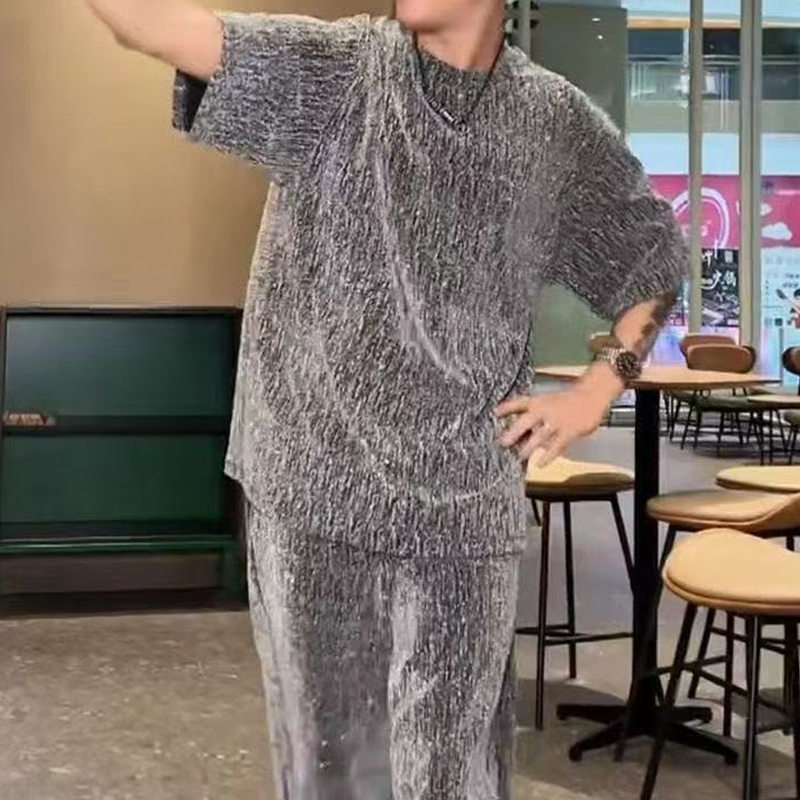 Conjunto de 2 piezas de camiseta de manga corta y pantalón ancho para hombre