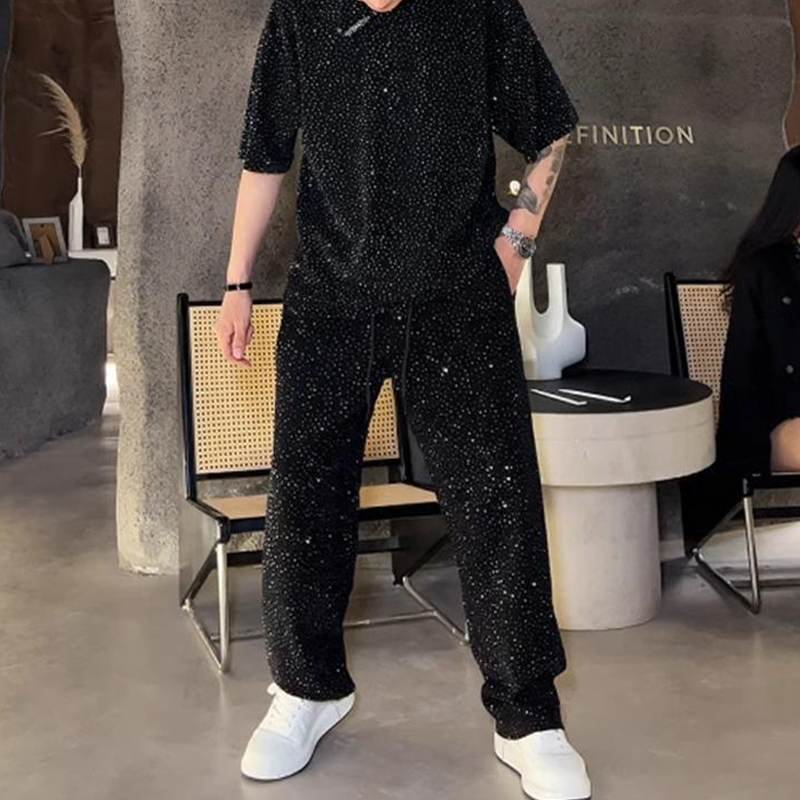 Conjunto de 2 piezas de camiseta de manga corta y pantalón ancho para hombre