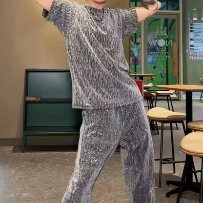 Conjunto de 2 piezas de camiseta de manga corta y pantalón ancho para hombre