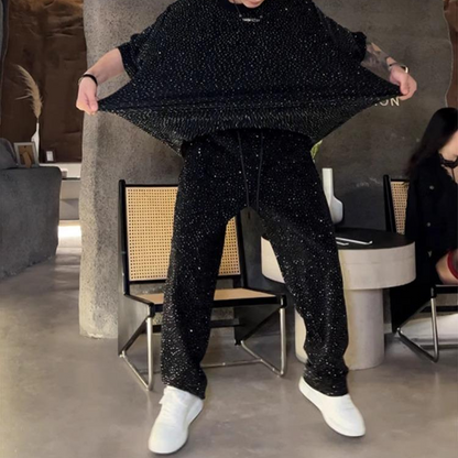 Conjunto de 2 piezas de camiseta de manga corta y pantalón ancho para hombre