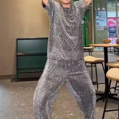 Conjunto de 2 piezas de camiseta de manga corta y pantalón ancho para hombre