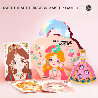 👑 ¡50% DE DESCUENTO! ✨ Set de Vestir y Maquillar Princesa 3 en 1 - Incluye Corona, Varita Mágica y Maquillaje No Tóxico para Juego Imaginativo 🧚‍♀️🎨