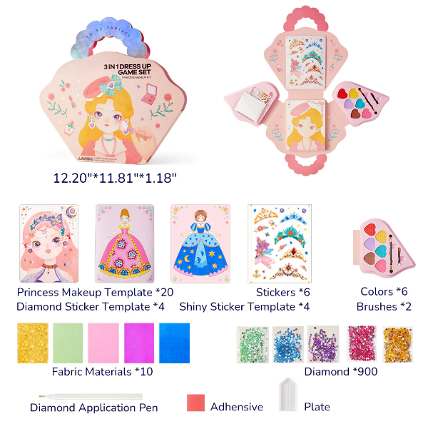 👑 ¡50% DE DESCUENTO! ✨ Set de Vestir y Maquillar Princesa 3 en 1 - Incluye Corona, Varita Mágica y Maquillaje No Tóxico para Juego Imaginativo 🧚‍♀️🎨