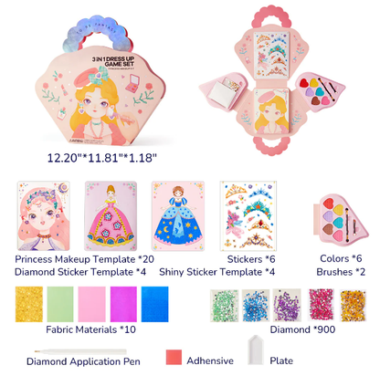 👑 ¡50% DE DESCUENTO! ✨ Set de Vestir y Maquillar Princesa 3 en 1 - Incluye Corona, Varita Mágica y Maquillaje No Tóxico para Juego Imaginativo 🧚‍♀️🎨