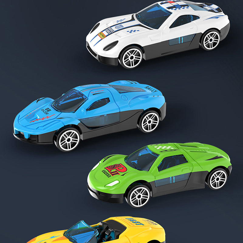 Pista de carreras con lanzador de coches de juguete doble para niños