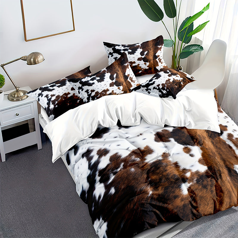 🛏️Set de fundas para edredón con estampado de vaca ❄️