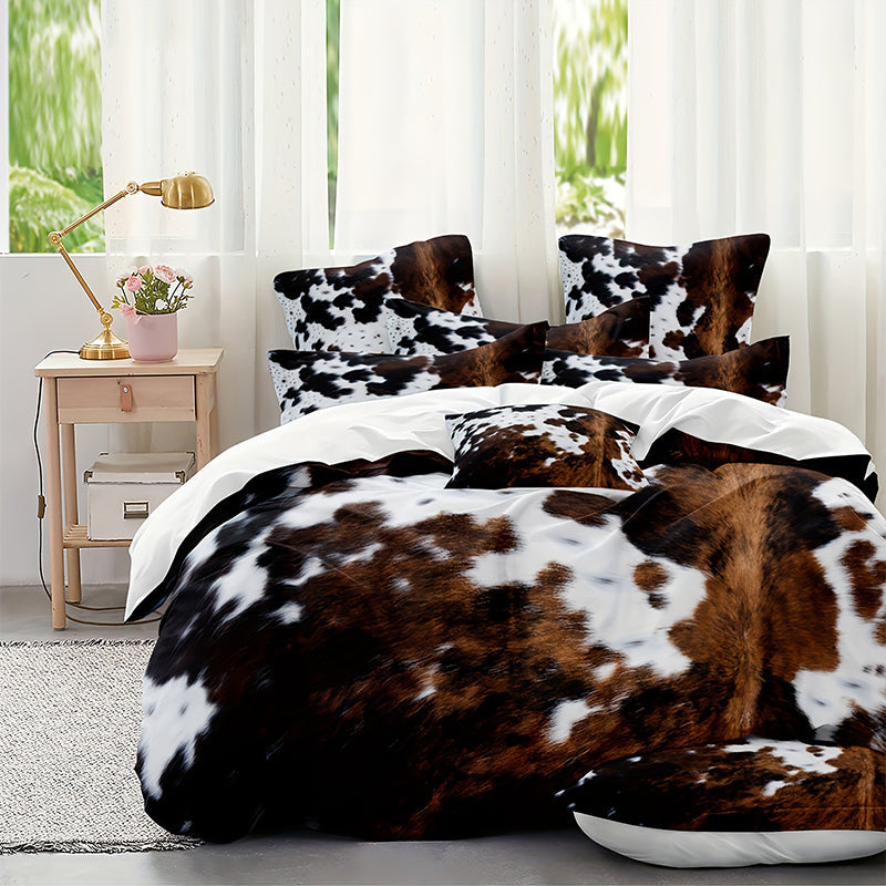 🛏️Set de fundas para edredón con estampado de vaca ❄️
