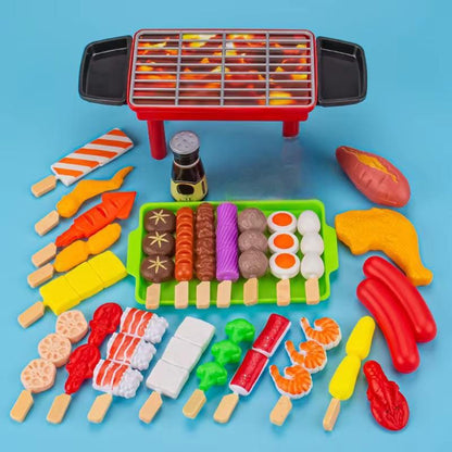 🎁 Regalo Navideño Perfecto: Set de Parrilla BBQ Realista para Niños con Comida de Juguete ✨
