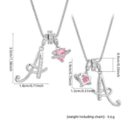 💖 Collar con iniciales y colgante de corazón rosa