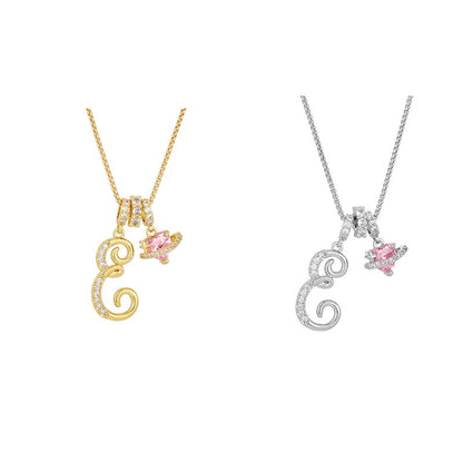 💖 Collar con iniciales y colgante de corazón rosa