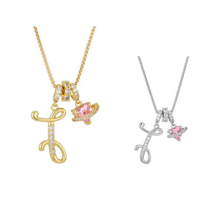 💖 Collar con iniciales y colgante de corazón rosa