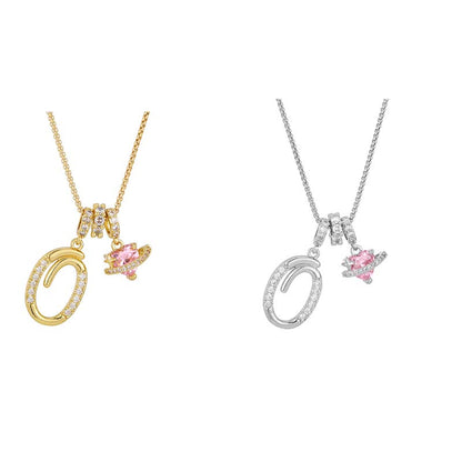 💖 Collar con iniciales y colgante de corazón rosa