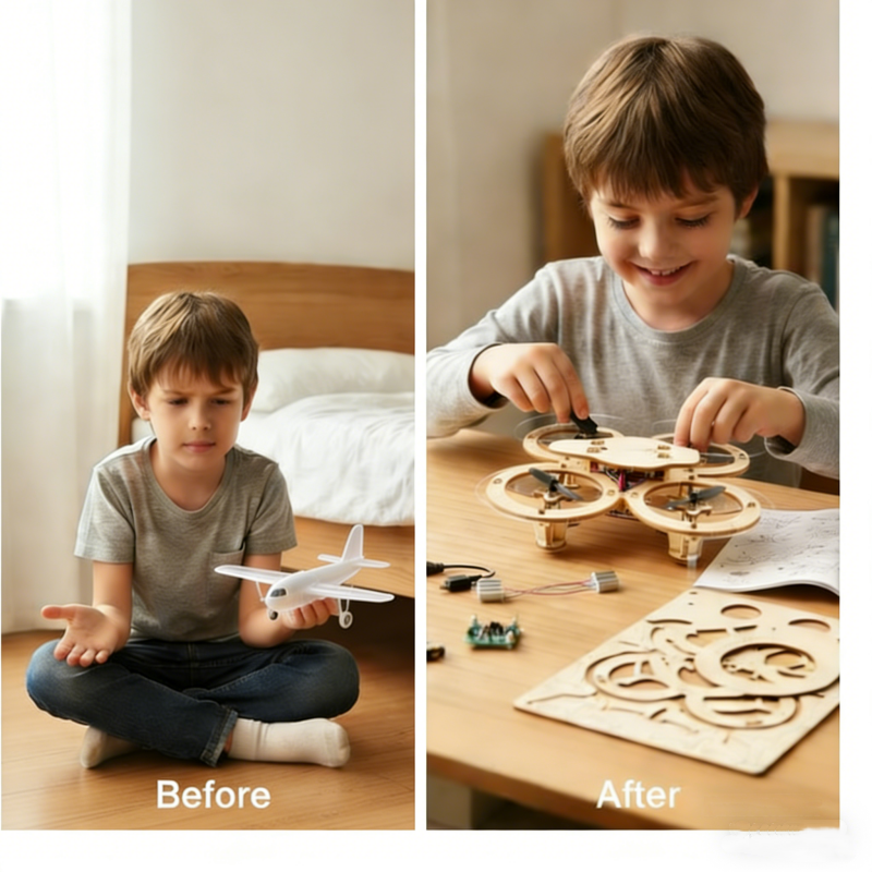 ✈️Kit de bricolaje para niños para construir un dron de madera 🎁💥Envío gratuito🚀