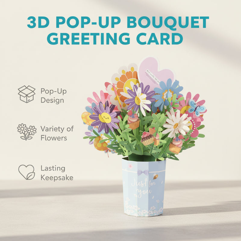 💝Tarjeta de felicitación con ramo en 3D🌹