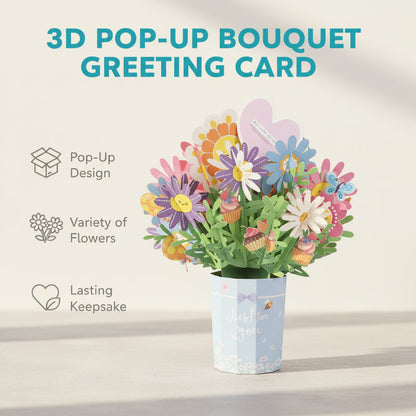 💝Tarjeta de felicitación con ramo en 3D🌹