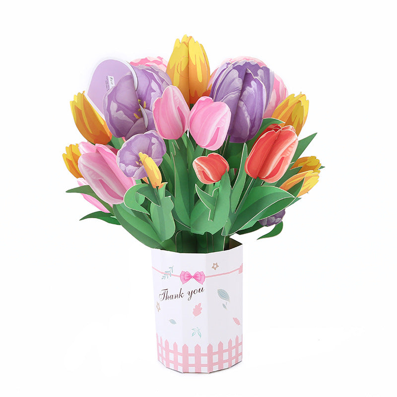 💝Tarjeta de felicitación con ramo en 3D🌹