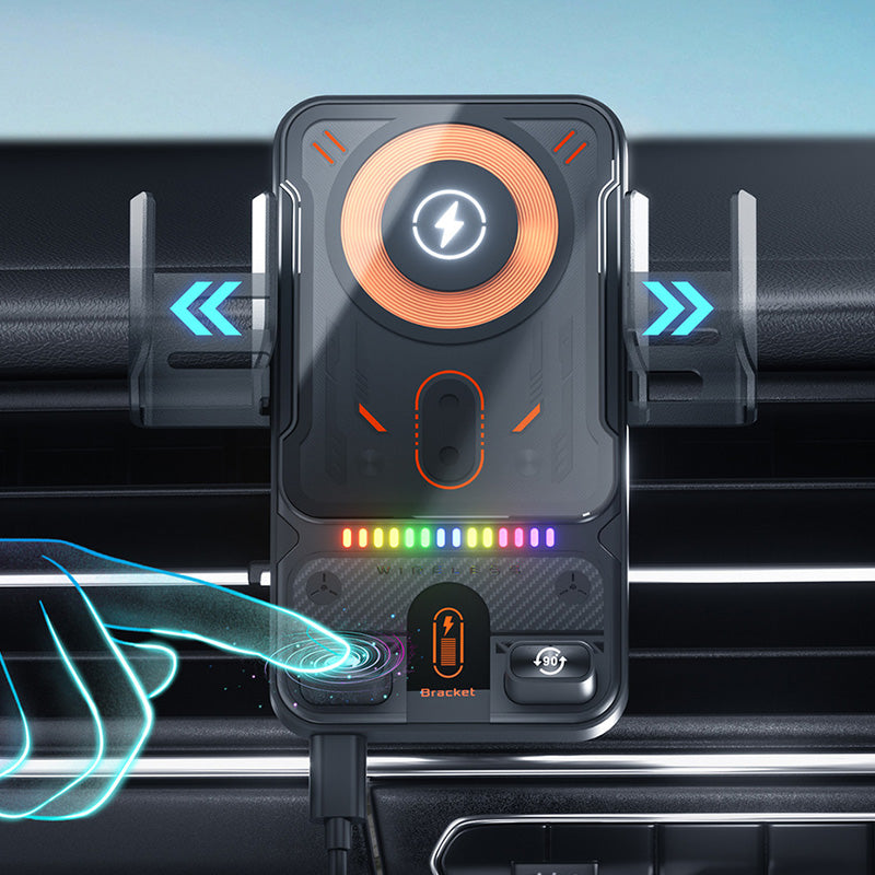 Smart 2-i-1 biltelefonholder med automatisk rotation & trådløs oplader