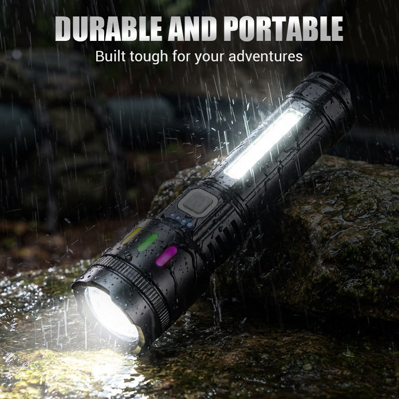 🔦Linterna LED multifuncional con zoom e indicador de potencia🌟