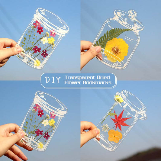 Marcapáginas de flores secas transparentes de DIY