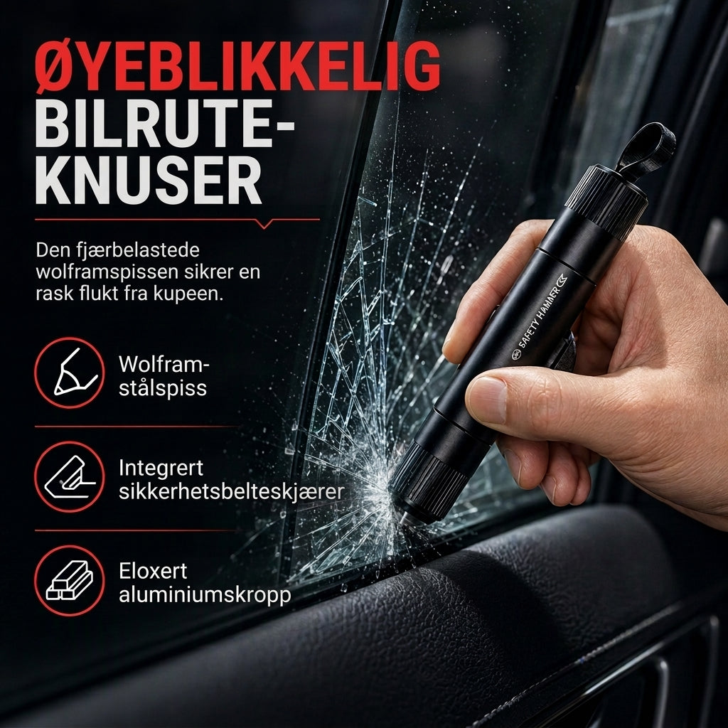 Bærbar sikkerhedsmini-hammer til biler og til at knuse ruder