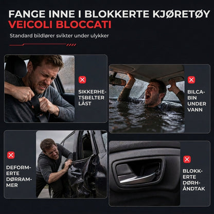 Bærbar sikkerhedsmini-hammer til biler og til at knuse ruder
