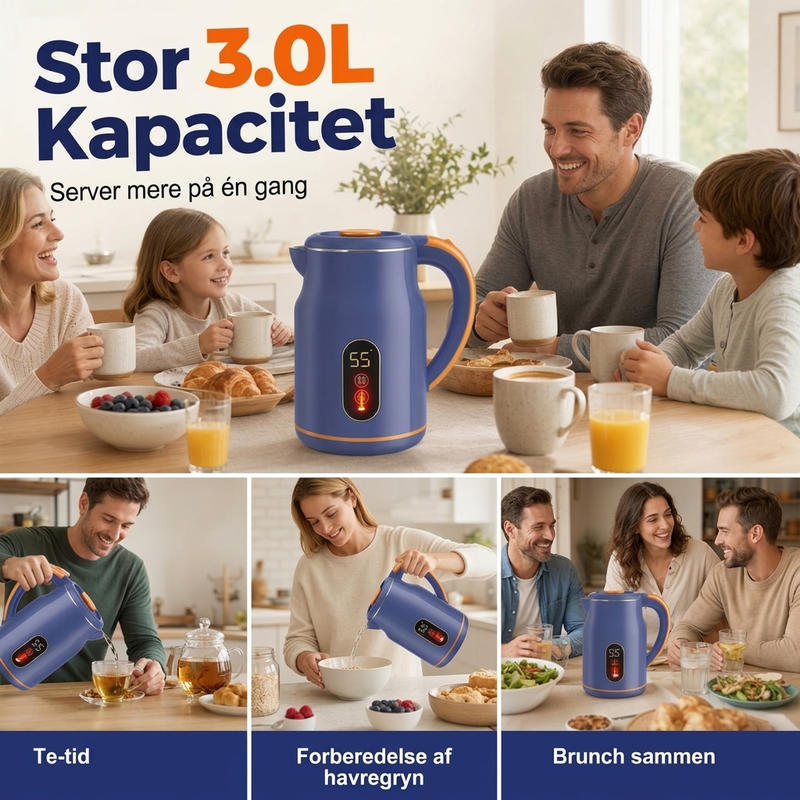 🎁 NYHEDER 2026 – 50% RABAT! 💥 ☕ Intelligent elektrisk kedel – 3 L, hurtig kogning med temperaturdisplay og varmefunktion ✨