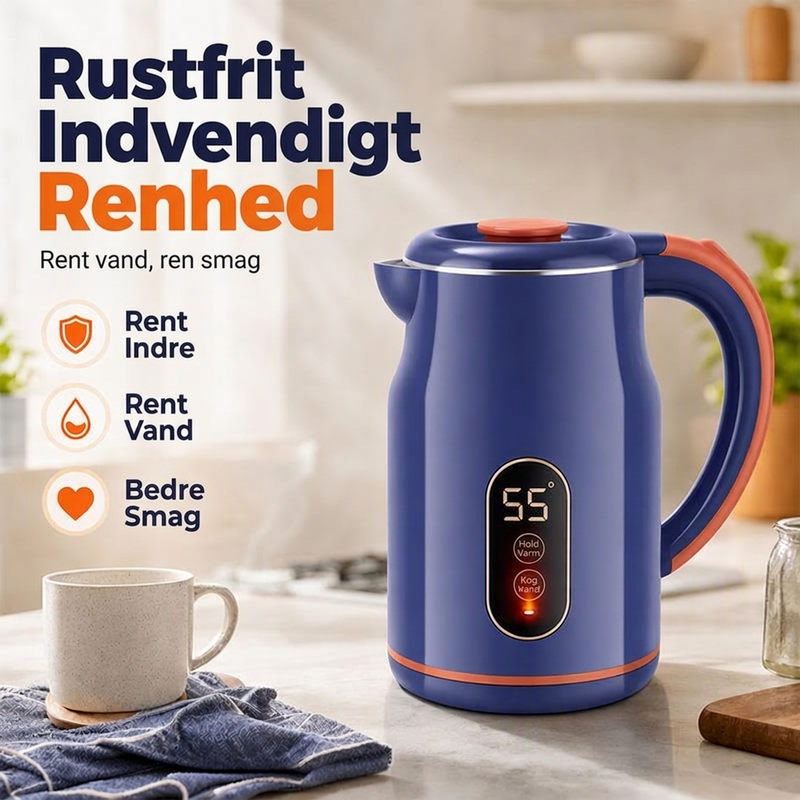 🎁 NYHEDER 2026 – 50% RABAT! 💥 ☕ Intelligent elektrisk kedel – 3 L, hurtig kogning med temperaturdisplay og varmefunktion ✨