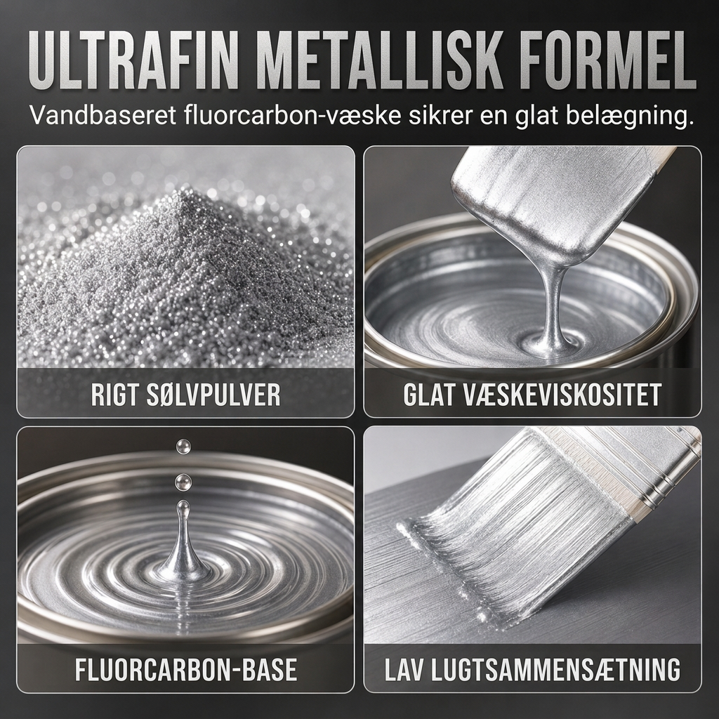 🎨 Vandbaseret sølvfarvet metallic-maling til renovering af metal