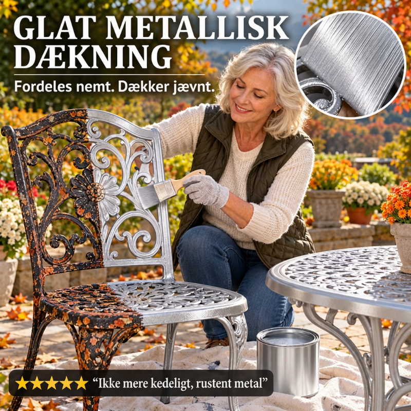 🎨 Vandbaseret sølvfarvet metallic-maling til renovering af metal