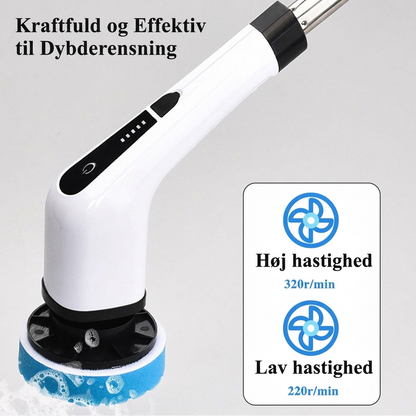 🧼 PROMOTION - FLASH : 50% RABAT ! Trådløs elektrisk roterende rengøringsbørste med teleskopskaft og 7 hoveder, dobbelt hastighed og 2500 mAh batteri til nem rengøring af alt fra gulv til loft ✨